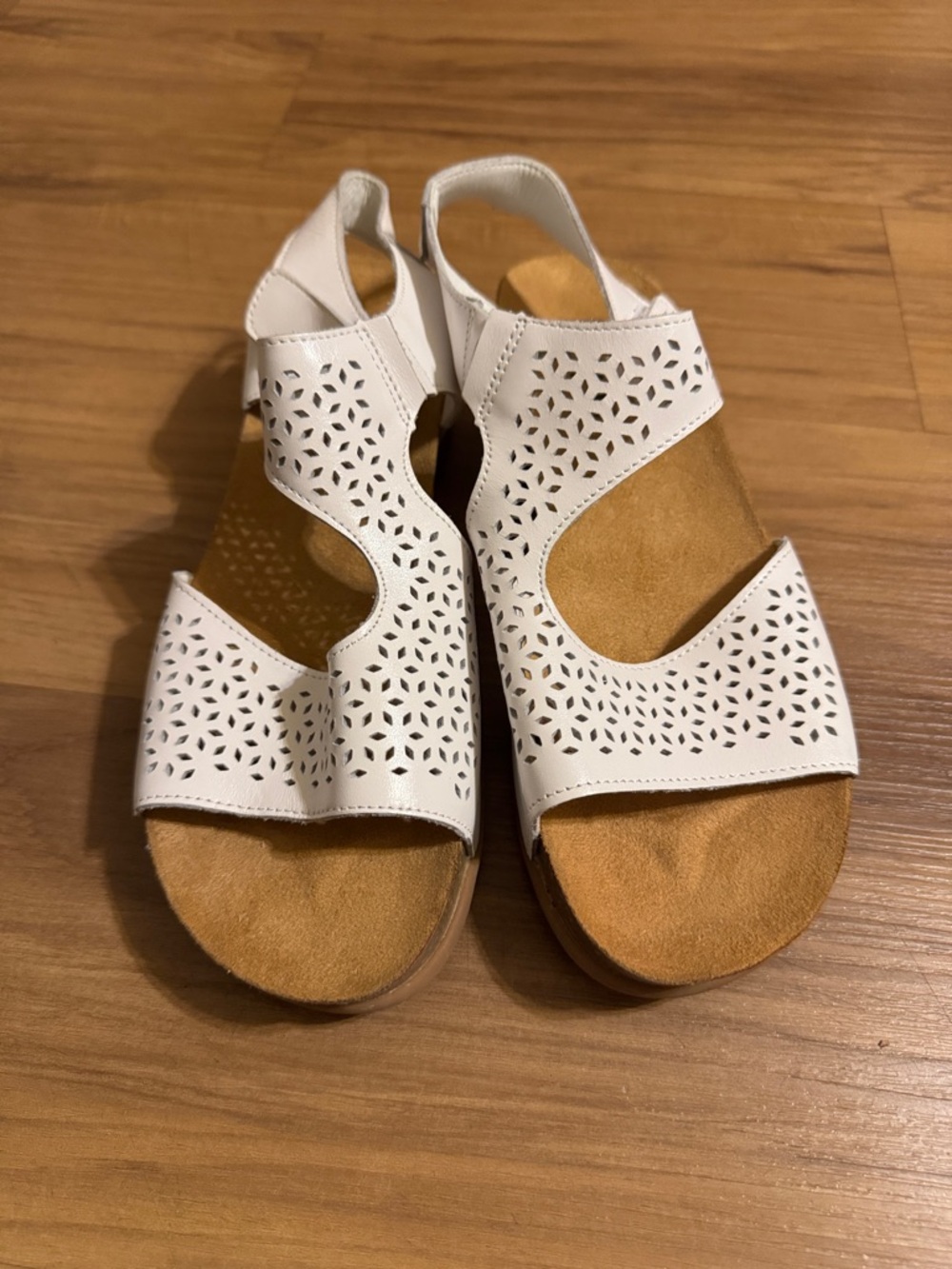 Women’s Propet White Laser-Cut Slingback Comfort Sandals